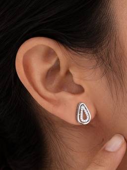 Ornate Jewels - 925 Sterling Silver Cubic Zirconia Open Teardrop Stud Earrings