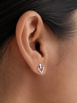Ornate Jewels - 925 Sterling Silver Cubic Zirconia Hollow Earrings