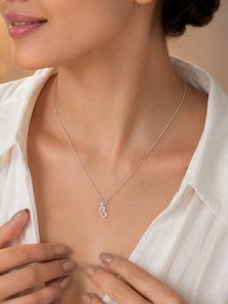 Ornate Jewels - 925 Sterling Silver Cubic Zirconia Aesthetic Fluid Necklace