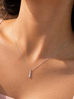 Ornate Jewels - 925 Sterling Silver Cubic Zirconia Cluster Flower Necklace