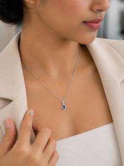 Ornate Jewels - 925 Sterling Silver Blue Cz Vintage-Style Necklace