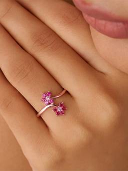 Zavya - Two Souls In Bloom Rose Gold Plated Ring 925 Silver