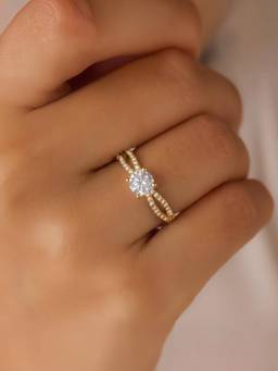 Zavya - Promise Of Forever Solitaire Gold Plated 925 Silver Ring
