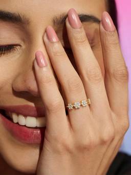 Zavya - The Sweetest Garden Gold Plated 925 Silver Adjustable Ring