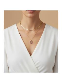 Veli Jewels - Vibrant Eye 18K Gold Plated Snake Chain Necklace