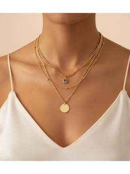 Veli Jewels - Blue Tear 18K Gold Plated Layered Necklace