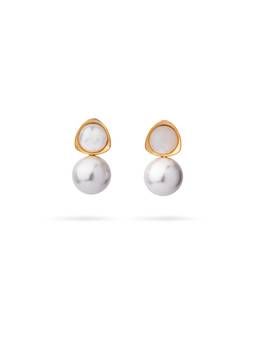 Veli Jewels - Marina White 18K Gold Plated Pearl Earrings