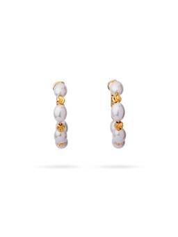 Veli Jewels - Women's Pearl Blossom Hoop Earrings