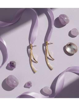 Veli Jewels - Slim Gold 18K Gold Plated Dangler Earrings