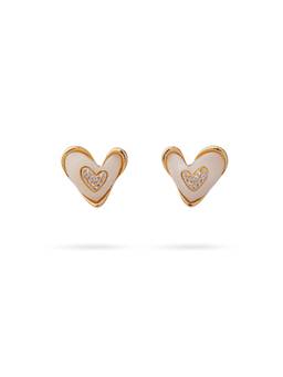 Veli Jewels - Women's Stone Heart Studs Earrings