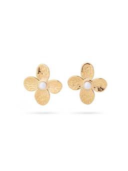 Veli Jewels - Women's Flower Pearl Stud Earrings