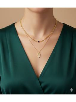 Veli Jewels - Mandala Evil Eye Skin Friendly Layered Necklace
