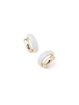 Veli Jewels - Pearl Scale 18K Gold Plated Hoop Earrings