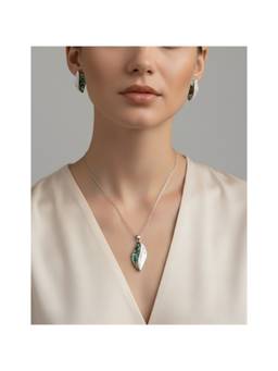 Veli Jewels - Mermaid Mist Abalone Shell Leaf Pendant Set