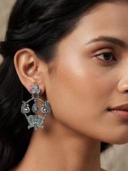 VENI - 92.5 Silver Plated Oxidized Earrings