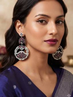 VENI - 92.5 Silver Plated Oxidized Earrings