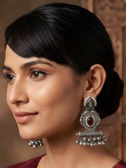 VENI - 92.5 Silver Plated Oxidized Earrings