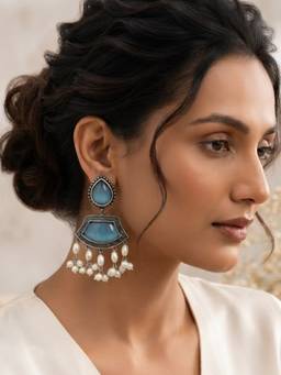 VENI - 92.5 Silver Plated Oxidized Earrings