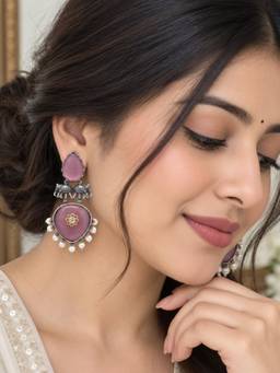 VENI - 92.5 Silver Plated Oxidized Earrings