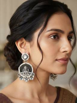 VENI - 92.5 Silver Plated Oxidized Earrings