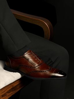 Louis Stitch - Russet Brown Formal Lace-Up Brogues for Men