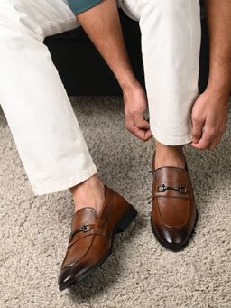 Louis Stitch - Russet Tan Formal Slip-On Loafers for Men
