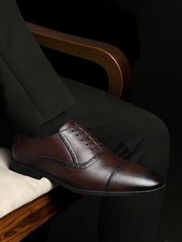 Louis Stitch - Brunette Brown Formal Lace-Up Brogues for men