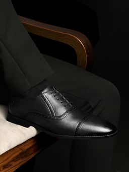 Louis Stitch - Jet Black Formal Lace-Up Brogues for men