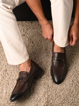 Louis Stitch - Men Brunette Brown Formal Slip-On Loafers