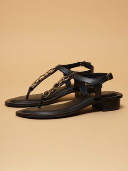 ERIDANI - Women Lilith Black Embellished Block Heels