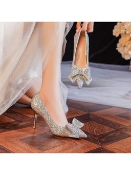 OZZARO - Women Silver Jhoomti Chandani Pump Heels