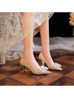 OZZARO - Women Gold Sitaaron Pump Heels