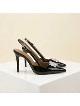 OZZARO - Women Black Midnight Facet Stiletto Heels