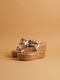 ERIDANI - Women Rosa Gold Wedges Heels