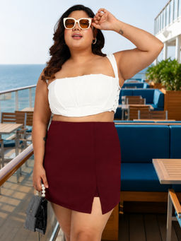 Martini - Women Maroon Plus Size Side Slit Skort