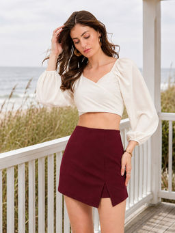 Martini - Women Maroon Side Slit Skort