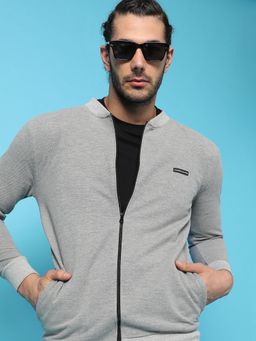 CAHOOT - Solid Grey Melange Stylish Casual Jacket