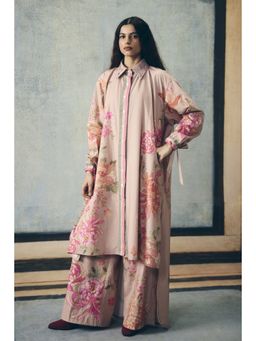 Paulmi & Harsh - Rina Women Poplin Floral Peach Kurta With Pant