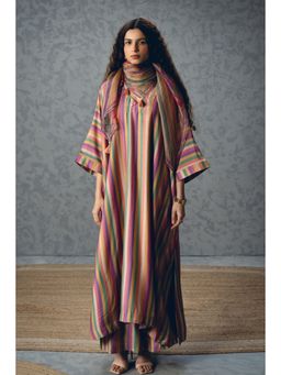 Paulmi & Harsh - Ayaka Women Silk Stripes Multicolour Kurta With Pant