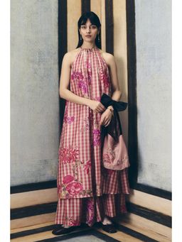 Paulmi & Harsh - Risa Women Chiniya Silk Checks Pink Kurta And Palazzo