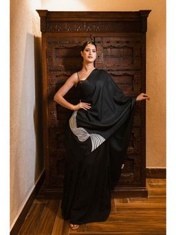October - Women Black Illusion Hand painted Scarf
