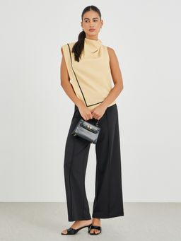 Styli - Women Yellow Solid High Neck Sleeveless Top