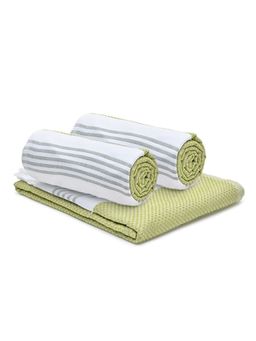 The Better Home - 3 Dobby Turkish Bath Towels-Green (M)