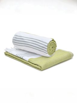 The Better Home - 4 Dobby Turkish Bath Towels-Green (M)