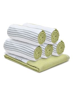The Better Home - 6 Dobby Turkish Bath Towels-Green (M)