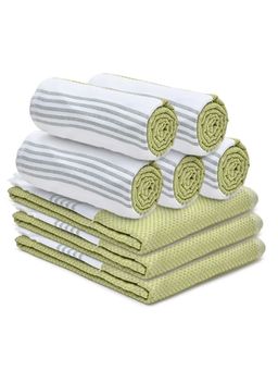 The Better Home - 8 Dobby Turkish Bath Towels-Green (M)