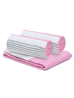 The Better Home - 3 Dobby Turkish Bath Towels-Pink (M)