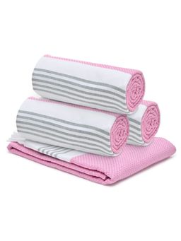 The Better Home - 4 Dobby Turkish Bath Towels-Pink (M)