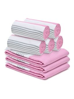The Better Home - 8 Dobby Turkish Bath Towels-Pink (M)