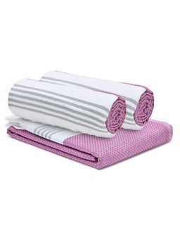 The Better Home - 3 Dobby Turkish Bath Towels-Purple (M)